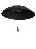 16 Telli Protokol Şemsiye Lüx Ahşap Saplı Baston Otomatik Şemsiye - 3