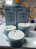 Tantitoni 3 Katlı Paslanmaz Çelik Yuvarlak Yemek Taşıma Kabı 2.7 lt Mavi thumbnail 2