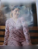 Sude Kadın Bambu Büyük Beden Uzun Kol V Yakası Nakışlı İnce Pijama Takımı P/4357- 1 Adet  Pudra 3XL - 2