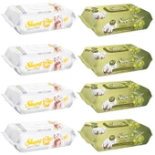 Sleepy Sensitive Islak Havlu 90 lı 4 Adet + Zeytinyağlı 90 lı 4 ADET - 1
