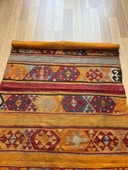 100x162cm El Dokuma Turuncu Kilim, Akrep Motifli, Bohem Stili Renkli Zemin Halısı, Dekoratif Vintage Kilim - 10