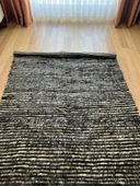 125x190 cm El Dokuma Siyah Beyaz Yün Kilim, Çizgili Motifli Modern Nostaljik Kilim, Şık ve Yumuşak Harika Halı - 4