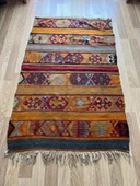 100x162cm El Dokuma Turuncu Kilim, Akrep Motifli, Bohem Stili Renkli Zemin Halısı, Dekoratif Vintage Kilim - 9