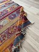 100x162cm El Dokuma Turuncu Kilim, Akrep Motifli, Bohem Stili Renkli Zemin Halısı, Dekoratif Vintage Kilim - 7