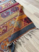 100x162cm El Dokuma Turuncu Kilim, Akrep Motifli, Bohem Stili Renkli Zemin Halısı, Dekoratif Vintage Kilim - 5
