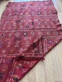 190x120 cm El Dokuma Türk Kilim, Ender Desenli Kırmızı Kilim, Akrep ve Koç Boynuzlu Motifler, Boho Stili Eşsiz Kilim - 8