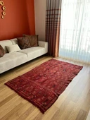 190x120 cm El Dokuma Türk Kilim, Ender Desenli Kırmızı Kilim, Akrep ve Koç Boynuzlu Motifler, Boho Stili Eşsiz Kilim - 2