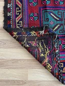 170x116 cm Bohem Stili Türk Kilim, Geometrik ve Koç Boynuzlu Motifler, Canlı Mavi ve Bordo Renkler, El Dokuma Kilim - 9