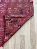 190x120 cm El Dokuma Türk Kilim, Ender Desenli Kırmızı Kilim, Akrep ve Koç Boynuzlu Motifler, Boho Stili Eşsiz Kilim - 5