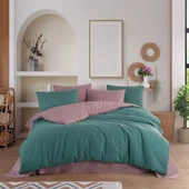 Hobby Diamond Yeşil Pudra  - Poplin Çift Kişilik Nevresim Takımı - 4 Yastıklı thumbnail 1