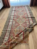 286x118 cm El Dokuma Yolluk, Uzun Bohem Stili Yolluk, Koridor ve Giriş için ideal Yolluk, Vintage Halı - 3