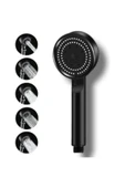 By-Ka Siyah Lüks 5 Fonksiyonlu Ayarlanabilir Dayanıklı Yüksek Tazyikli Duş Başlığı Banyo El Duşu Hortumsuz - 1