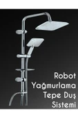 By-Ka Yağmurlama Robot Tepe Duş Sistemi Kare Başlık Beyaz-pirinç Yönlendirici-örgülü Duş Hortumu-sabunluk - 4