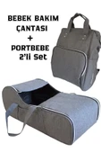 By-Ka Ana Kucağı Puset Bebek Taşıma + Anne Bebek Bakım Çantası -Gri - 1
