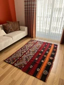 176x126 cm El Dokuma Renkli Kilim, Renkli ve Koç boynuzlu Motif, Ender Tasarım Vintage Halı, Harika Ev Hediyesi - 1