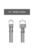 By-Ka Flex Taharet Bağlantı Hortumu Paslanmaz Çelik 1/2-3/8-50 Cm (2 ADET) - 2