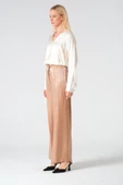Bel Lastikli Parlak Pantolon Camel - 5