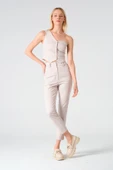 Slim Fit Yüksek Bel Pantolon Taş - 5