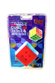 Eğitici Zeka Küpü Rubik Küp 3x3X3 VE MİNİ 3X3X3  Canlı Renkler Hız Küpü SETİ - 3