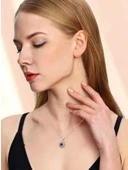 Kraliyet Çiçeği Safir Taşlı Kadın Gümüş Kolye thumbnail 2