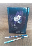 Death Note Anime sert Kapaklı lastikli Defter-2 adet Death Note Anime kalem - 4