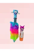 1 adet  kuromi peluş tükenmez kalem -1 ADET kuromi fosforlu kalem hediyeli set - 2