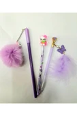 Unicorn Ponpon Kalem - Hello Kıtty Yumurtlayan Kalem Taşlı Tüylü Versatil Kalem Seti - 1