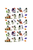 Sticker Kabartmalı A4 Boyutunda Stiker Defter, Planlayıcı Etiket- Astranot ve Uzaylı - 1