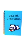 PANDA mavi Renk yazılı sözlü sert kapak OKUL DEFTERİ Günlük Anı defteri NOT DEFTERİ VE AJANDA - 2