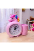 Çocuk odasi icin Unicorn figürlü kalemlikli Masa Saati thumbnail 1
