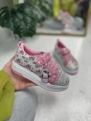 Günlük Kız Çocuk Sneaker Püskül Detaylı Oval Simli Burun Desenli Bağcıklı Cırtlı Spor Ayakkabı 4004 - 3