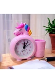 Çocuk odasi icin Unicorn figürlü kalemlikli Masa Saati thumbnail 2