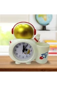 Astronot Kalemlikli 3d  Çalar Saat Alarmlı Masa Saati Çocuk Odası Mavi-kırmızı thumbnail 4