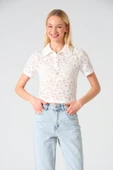 Polo Yaka Dantel Top Beyaz - 8