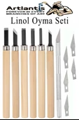 Linol Oyma Seti 6 Parça 1 Paket Kretuar Bıçağı Linol Oyma Kesme Bıçak Seti 6 Bıçaklı Linolyum Baskı Ahşap Saplı - 1