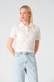 Polo Yaka Dantel Top Beyaz - 6