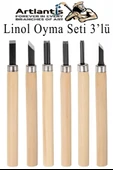 Linol Oyma Seti 6 Parça 1 Paket Kretuar Bıçağı Linol Oyma Kesme Bıçak Seti 6 Bıçaklı Linolyum Baskı Ahşap Saplı - 5