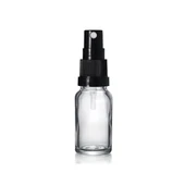 10ml şeffaf cam, siyah sprey başlıklı şişe, 12 adet, cam şişe, sprey şişesi, ecza şişesi, dropper şişe, medikal şişe - 1