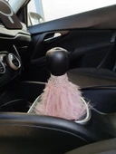 Vites El Freni Tüylü Süs Kristal Taşlı Model Pudra Pembe - 2