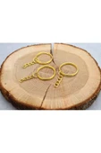 FlowerAksesuar 100 ADET - 25 mm ZİNCİRLİ ANAHTARLIK HALKASI, ANAHTARLIK ZİNCİRİ ANAHTARLIK APARATI, GOLD ANAHTARLIK - 1