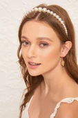 Enyuya Kadın Büyük Incili Taç , Saç Bandı , Aksesuar , Saç Tacı Gelin Taçı - 3