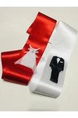 Sermet Süs Dünyası Gelin Damat Takı Kurdelası Kırmızı-Beyaz (2 Metrelik Takı Kurdelesi) - 2