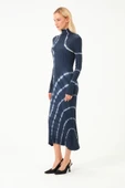 Balıkçı Yaka Batik Elbise Lacivert - 2