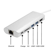 6 in 1 Type-C To Hdmi 2 Usb 3.0 Gigabit Sd Kart Type C Çevirici thumbnail 2
