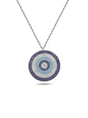Koruyucu Mavi Harmoni Zen Dairesi Nazar Kadın Gümüş Kolye thumbnail 1