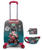 Coral High Yeşil Kırmızı Tokyo Desenli Erkek Çocuk Valiz Seti - 1