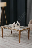 FAYMEND Luna Mermer Desen Lüx Ahşap Orta Sehpa thumbnail 1