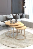 FAYMEND Lüks 3'lü Orta Sehpa Modern Cappuccino Atlantik Çam - 2