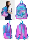 Coral High Pembe Mavi Kaplumbağa Üçlü Okul Çantası ve Bel Çantası Seti - Kız Çocuk thumbnail 3