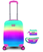 Coral High Çok Renkli Kız Çocuk Tatil/Seyahat Seti (Valiz-Bel Çantası-Cüzdan) thumbnail 1